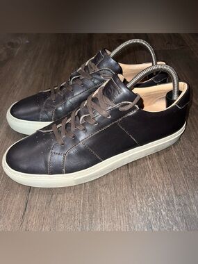 Greats Brooklyn Men's Dark Brown Leather Low-Top Sneakers - Casual Lace-Up